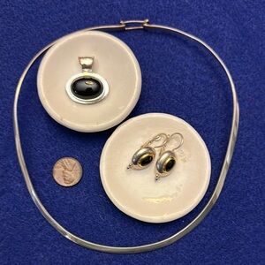Elegant Silver and Black Jewelry Set